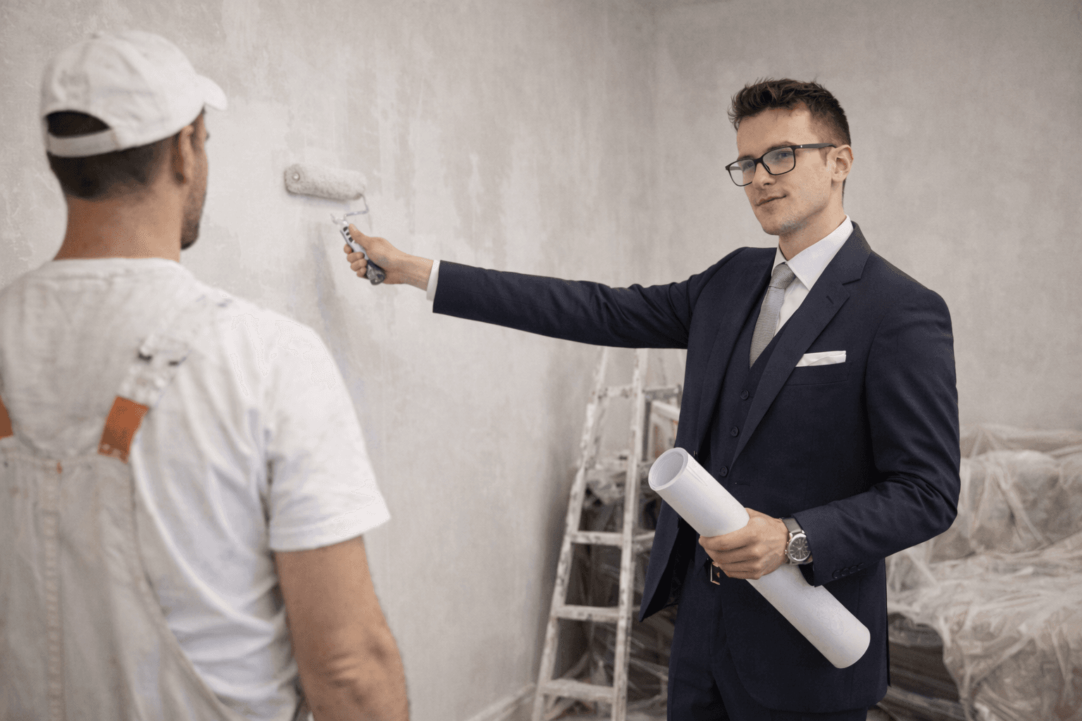 Görkem Sinirlioglu bei der Einrichtung eines Zimmers